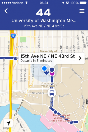 Eastbound 44 on the Transit App.