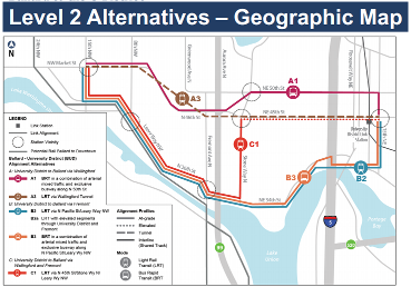 Ballard to U-District Alternatives Map