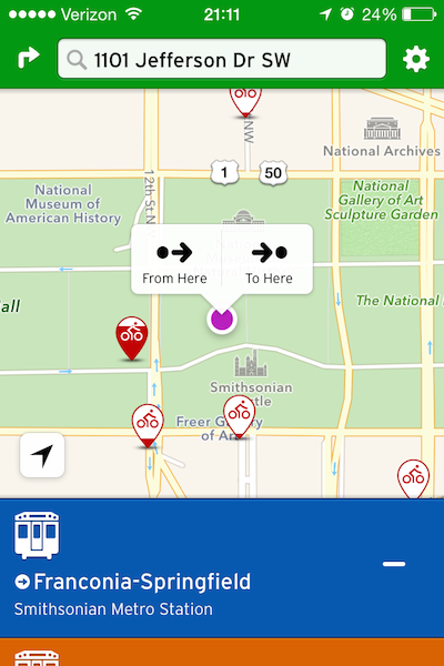 Bikes on the Transit App