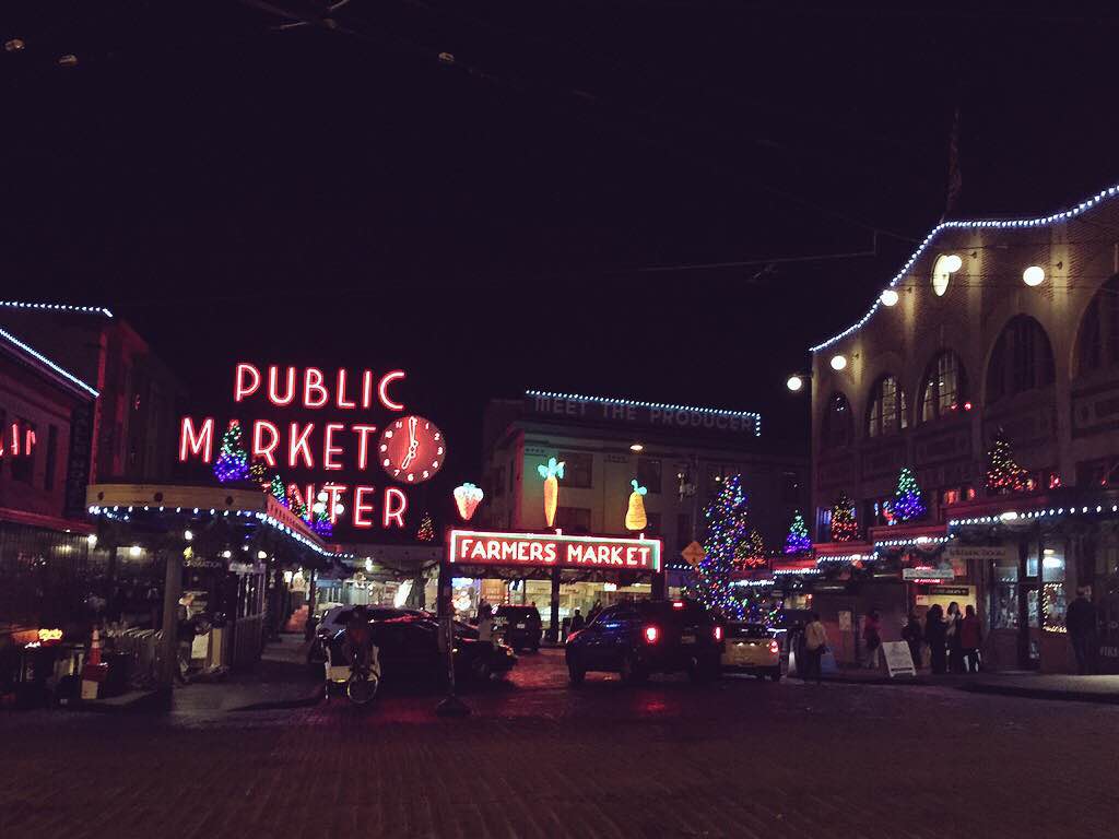 Pike Place Market during the holidays.