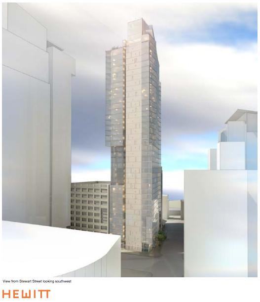Perspective rendering of 121 Stewart, courtesy of DPD.