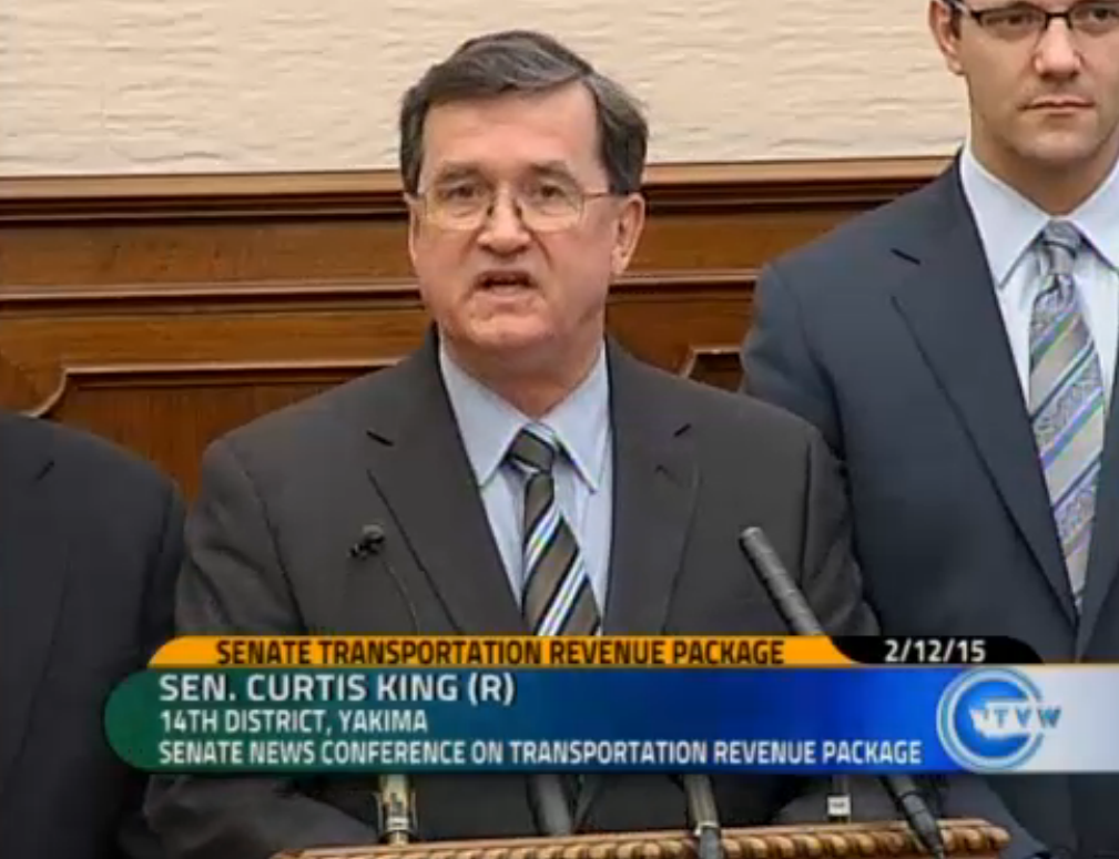Sen. Curtis King (R-Yakima) unveils his transportation plan.