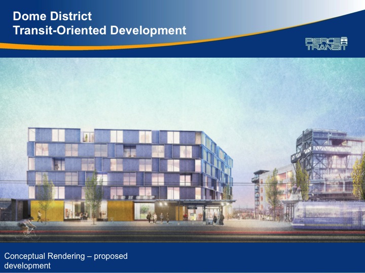 Rendering of the Dome District TOD project, courtesy of Pierce Transit.