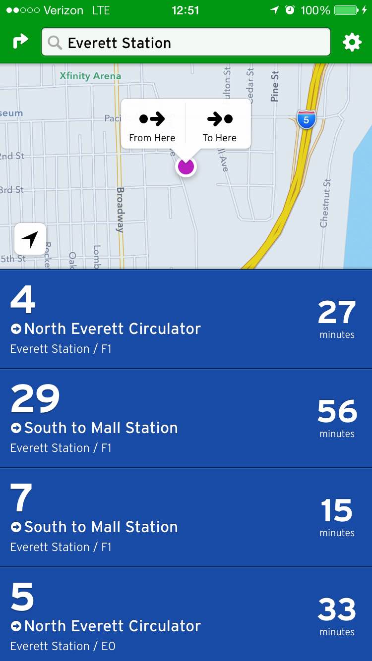 Transit App with local Everett routes.