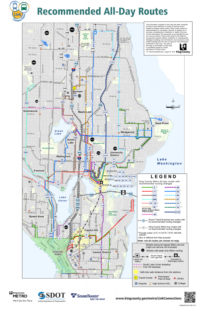 Recommended all day routes. Click to enlarge. (King County Metro)