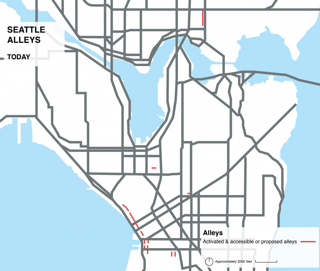 Map of Seattle’s alleys today.  Source: Alley Network Project / SvR Design Framework. The Seattle Times 
