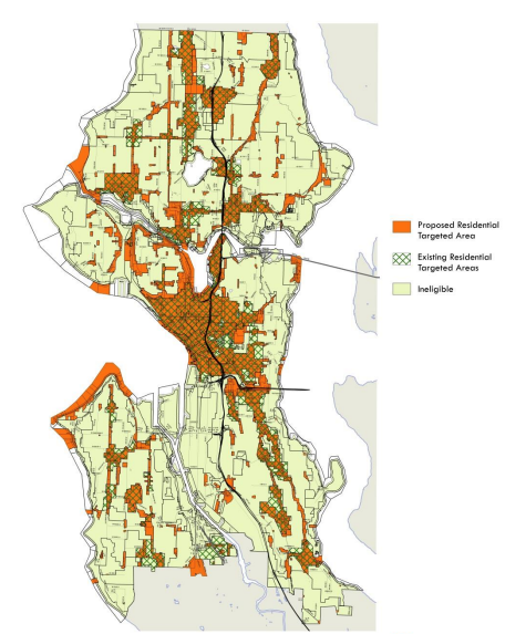 Targeted program eligibility areas. (City of Seattle)