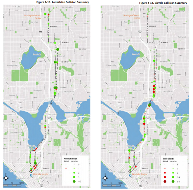 Pedestrian and bicycle collisions. (City of Seattle)