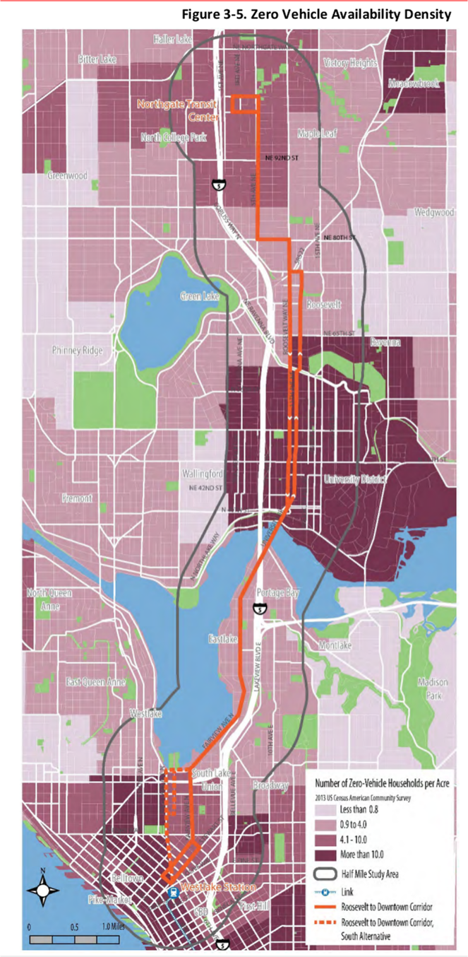 Zero vehicle household density. (City of Seattle)