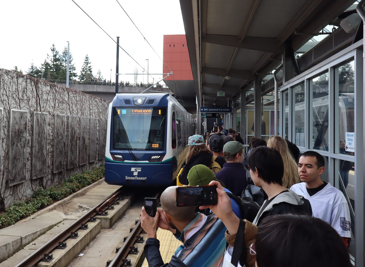 Huge Crowds Turn Out To Finally Ride Light Rail Across Lake Washington
