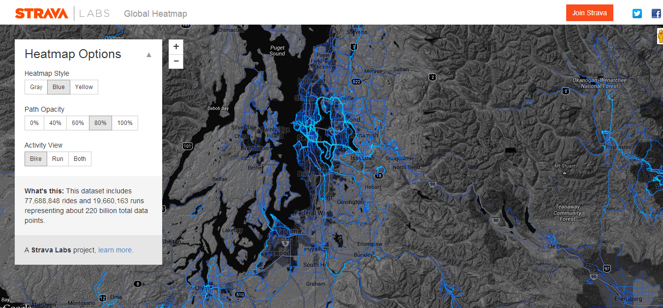                      Riding and Running Heatmap
                     