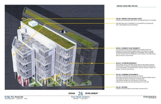 The triangular plot at diagonal Bridge Way somehow fits 23 apartments and might even do so in style by the looks of it. (KO Architecture)