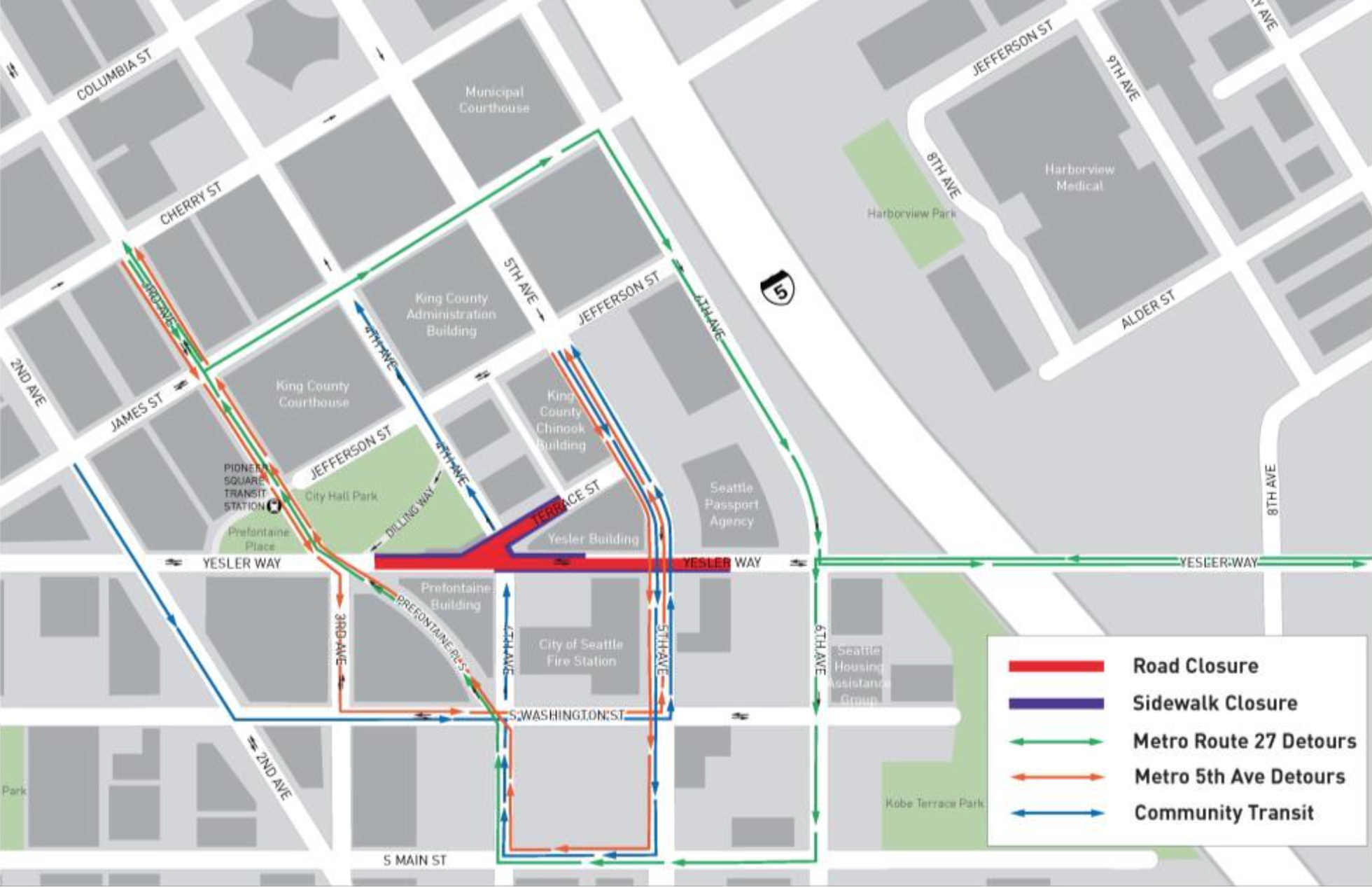 Affected service pattern by the project. (City of Seattle)