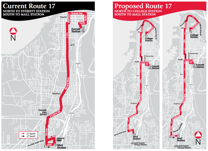 Current and proposed Route 17. (City of Everett)