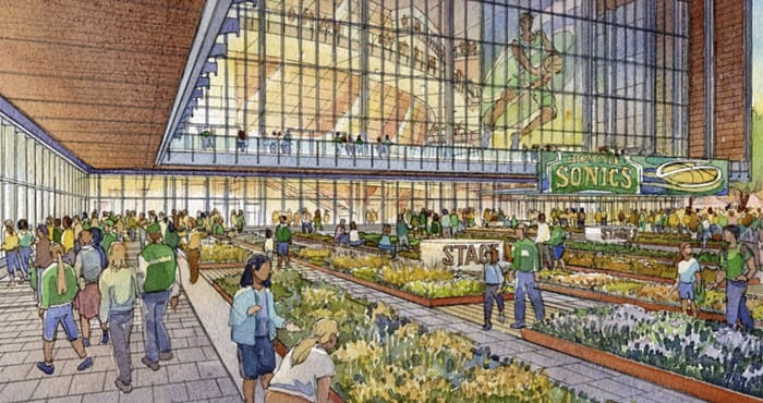 The proposal seems to include green space, but a street it is not. (Seattle Arena)
