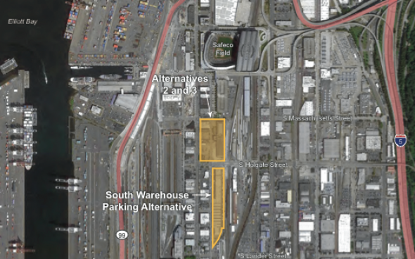 The street vacation for Occidental Avenue S would stretch from S Massachusetts Avenue to S Holgate Avenue.