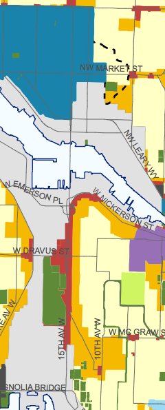 Seattle 2035 Land Use Map for the Ballard to Downtown Alignment. (City of Seattle)
