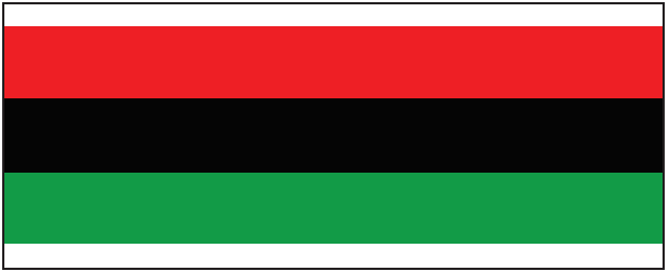 What the crosswalk stripes look like with the Pan-African flag colors. (City of Seattle)