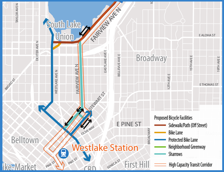 The downtown bike aspects of the plan. (City of Seattle)