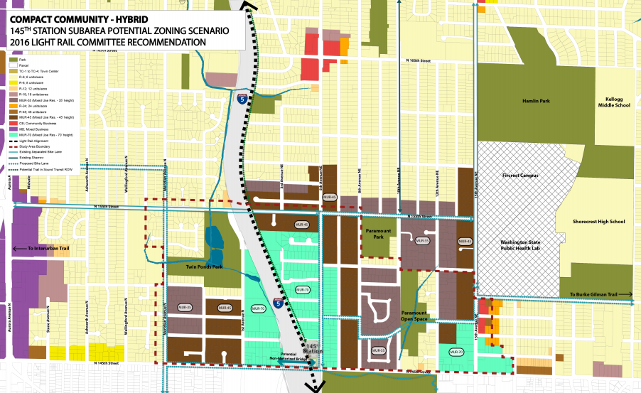 Planning Commission's Recommended Compact Community Hybrid zoning alternative. (City of Shoreline)