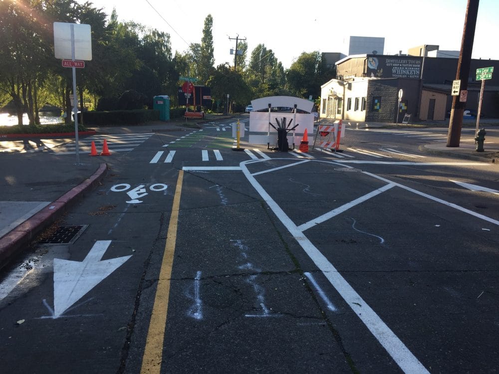 The transition area at the Phinney Ave N intersection.