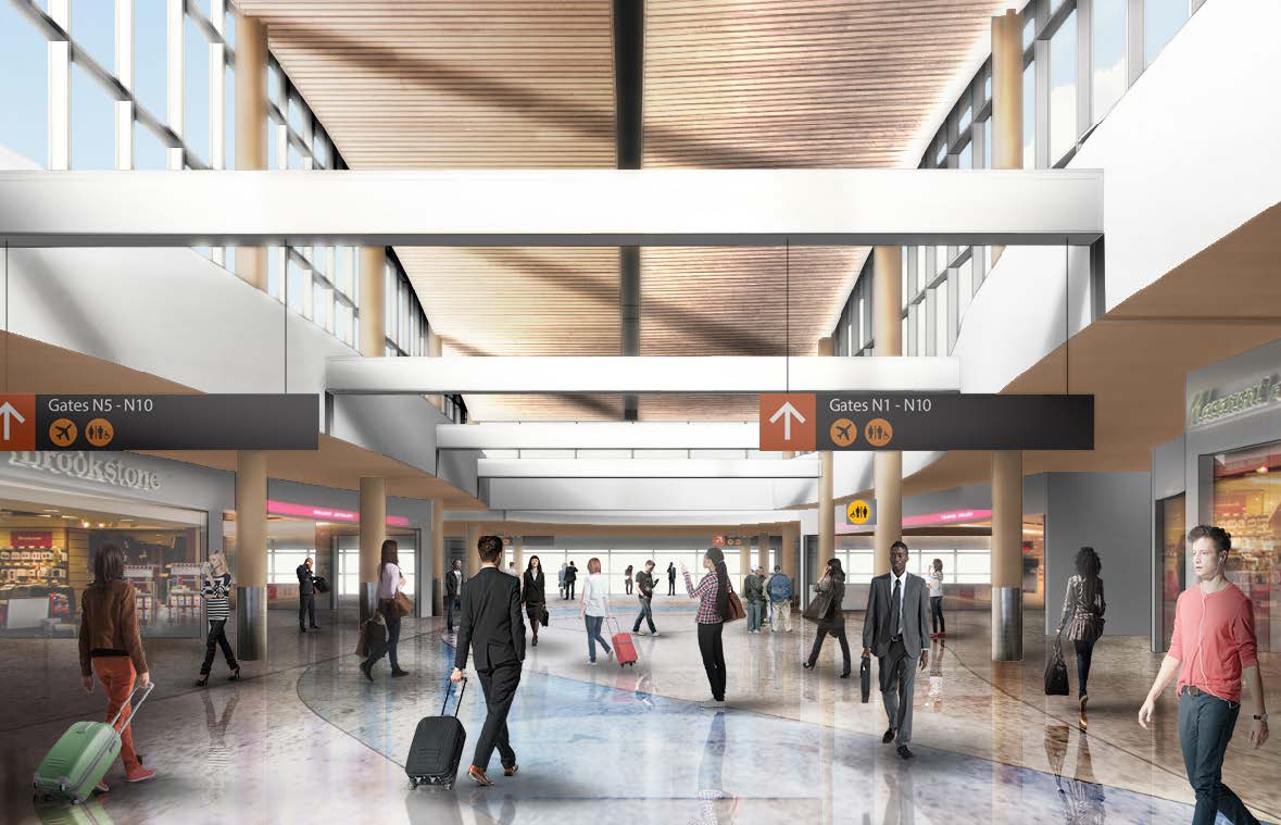 Lots of light will filter into the terminal from above. (Port of Seattle)