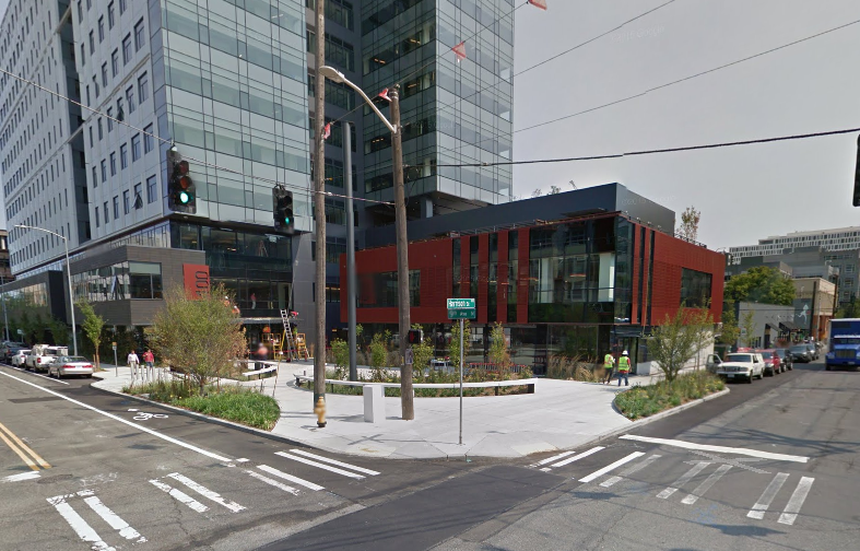 Amazon pocket private pocket plaza at 9th Ave and Harrison St. (Google)