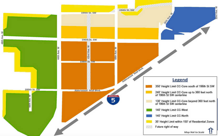 Lynnwood's City Center plans to allow building as high as 350 feet tall. (Lynnwood)
