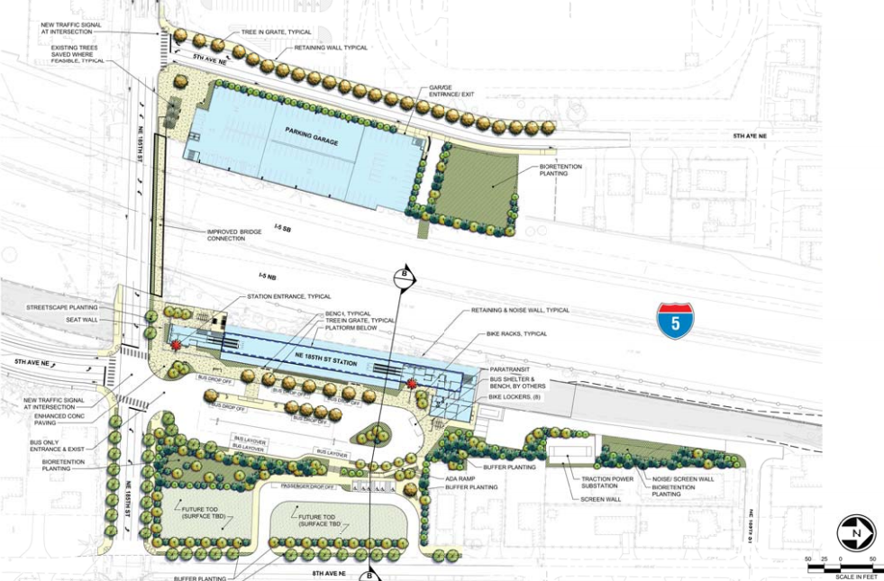 NE 185th St station area layout. (Sound Transit)
