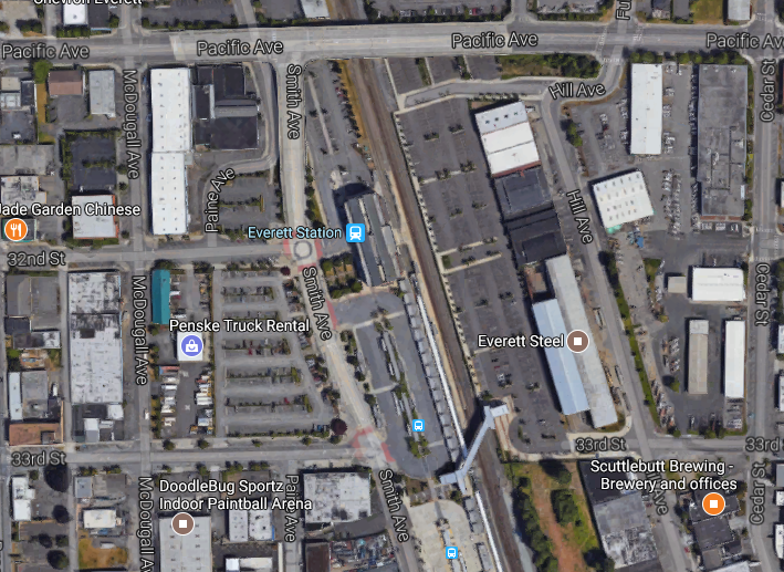 Parking located in and around Everett Station. (Google)