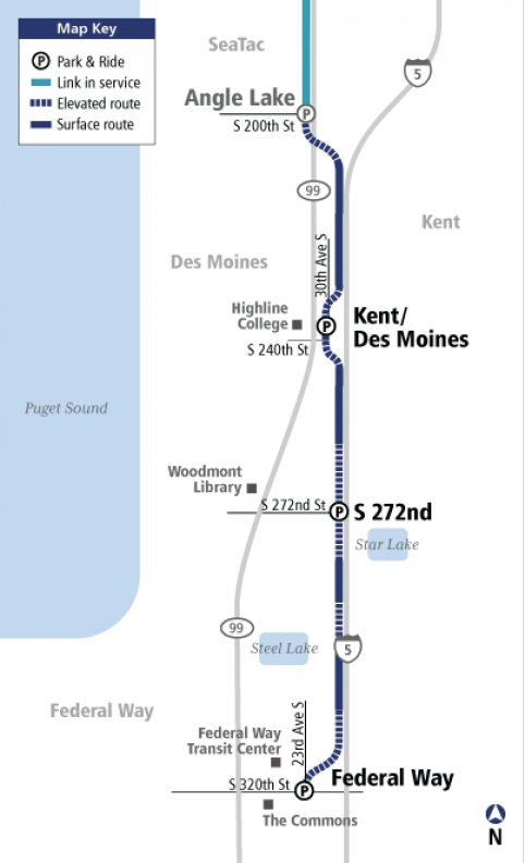 Approved alignment of the Federal Way Link light rail extension. (Sound Transit)