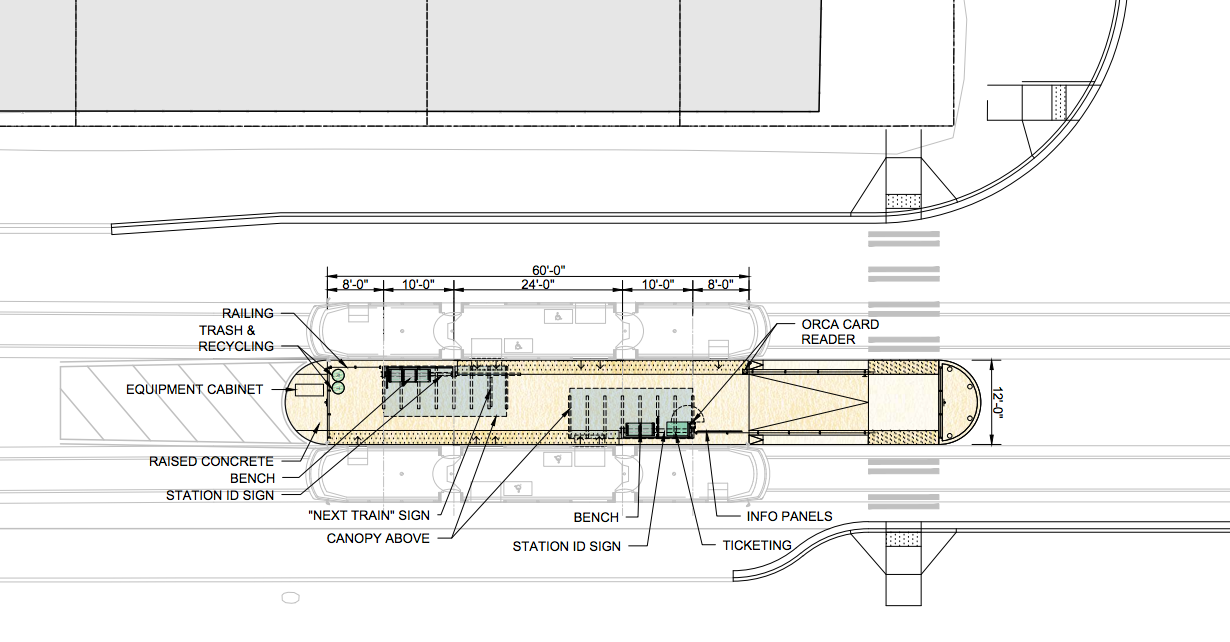 Site plan of a typical 60-foot station. (Sound Transit)