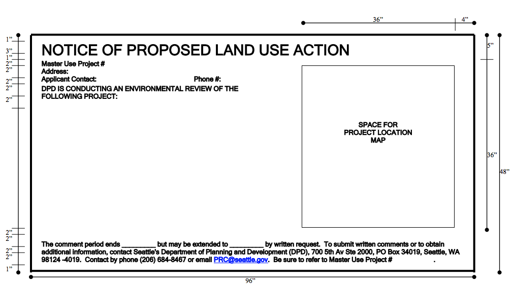 Current design of the large land use notice signs. (City of Seattle)