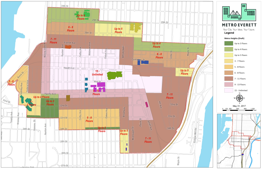 Building heights proposed for Metro Everett. (City of Everett)
