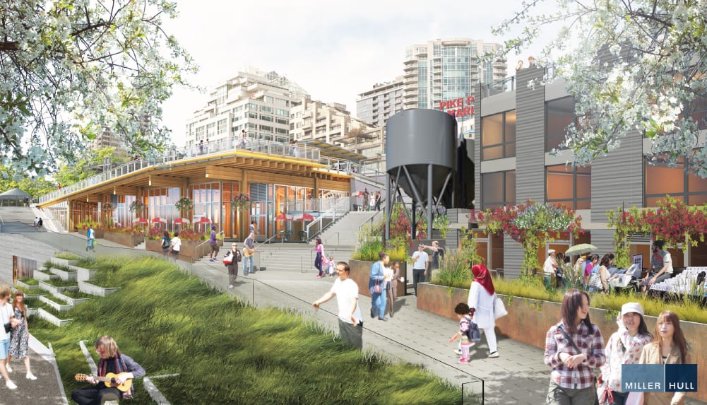 Rendering of what MarketFront could look like when the landbridge is completed. (Miller Hull)