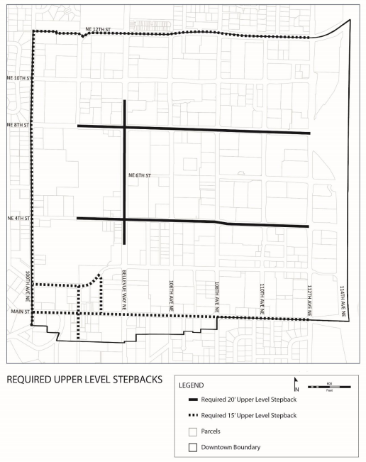 Where upper level stepbacks are required. (City of Bellevue)