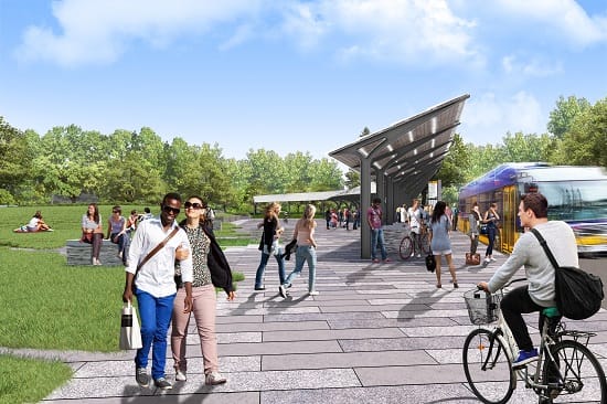 Future transit facilities and lid at the Montlake Interchange. (WSDOT)