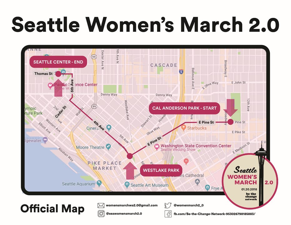 Official map of the 2018 Seattle Women's March.