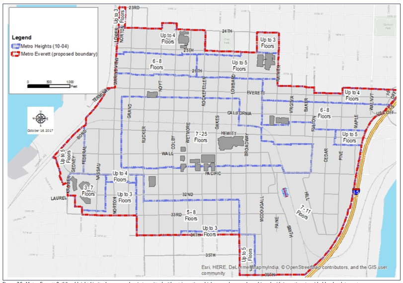 Draft building heights within Metro Everett. (City of Everett)