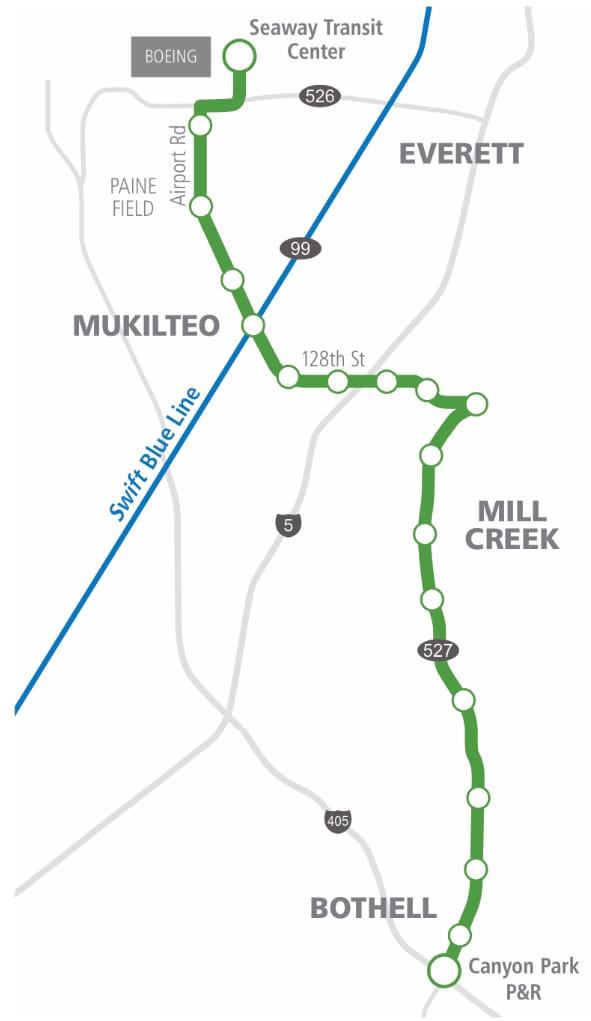 Planned Swift Green Line route. (Community Transit)