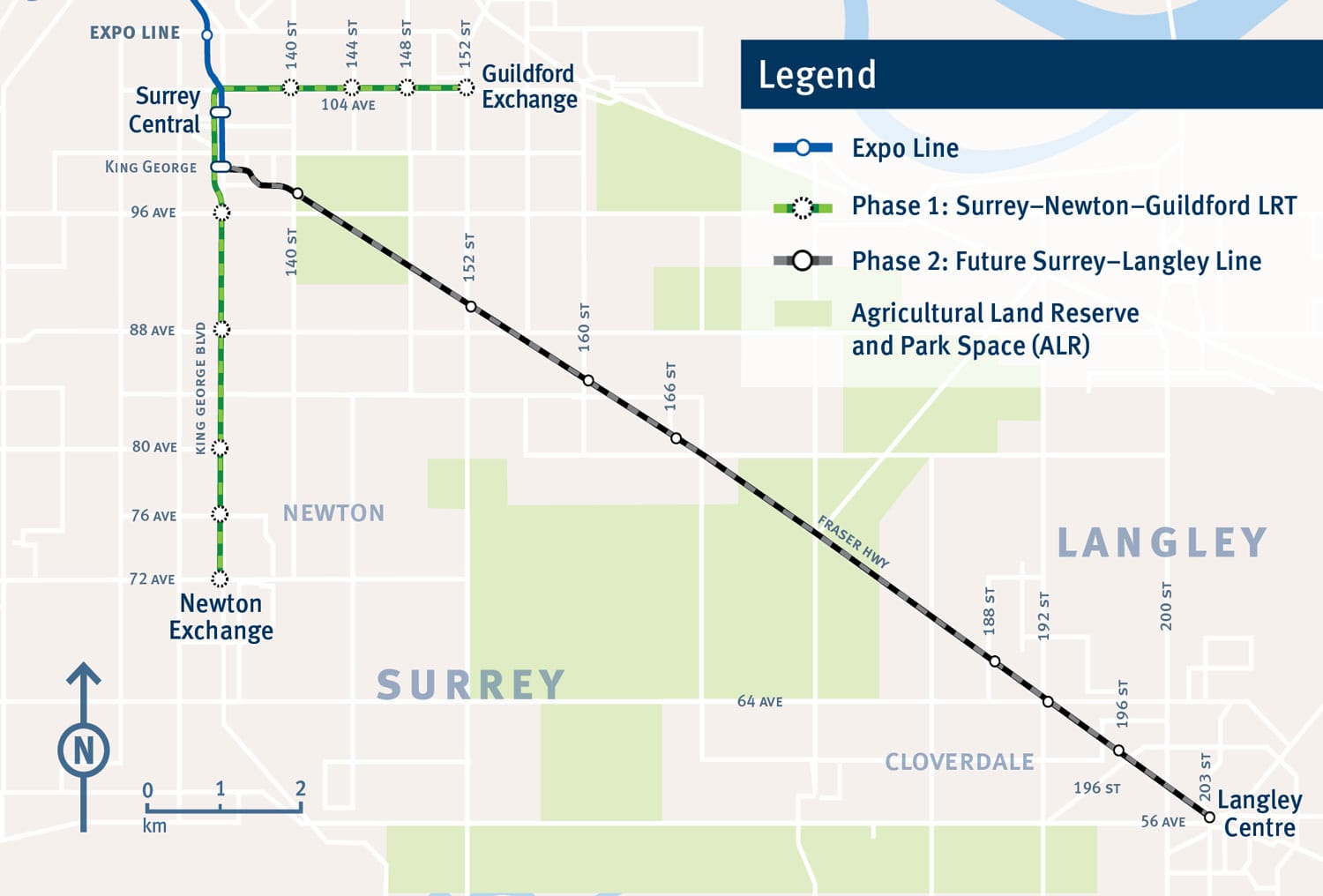 Planned light rail line in Surrey. (TransLink)