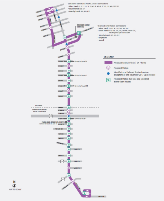 Proposed station locations. (Pierce Transit)