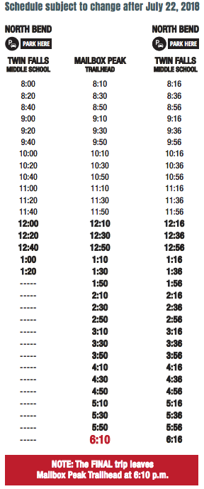Service schedule until late July. (King County)