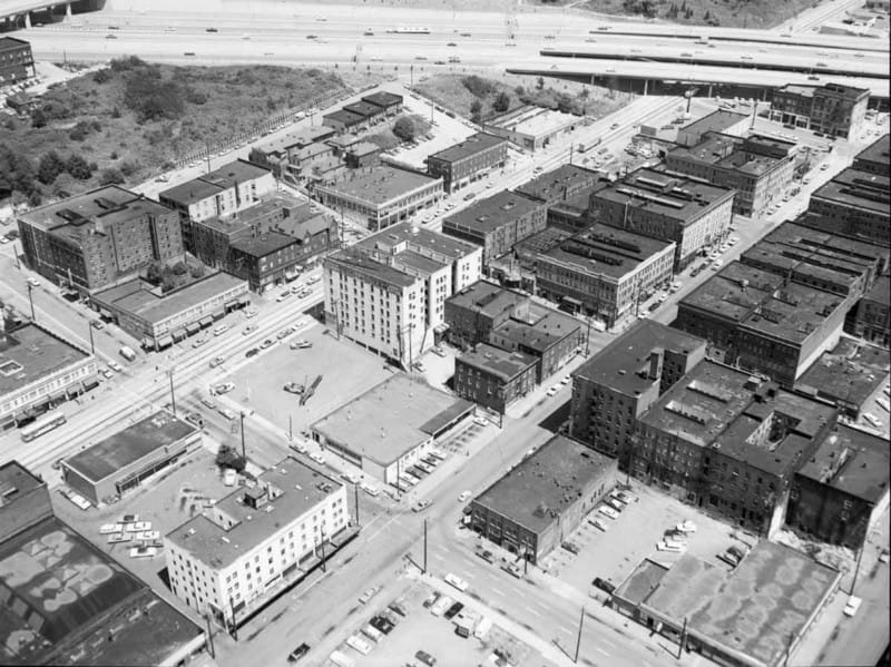 International District Aerial, 1969. (Seattle Municipal Archives)