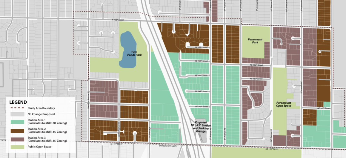 City of Shoreline Subarea Plan for the NE 145th St. light rail station. Credit: City of Shoreline.