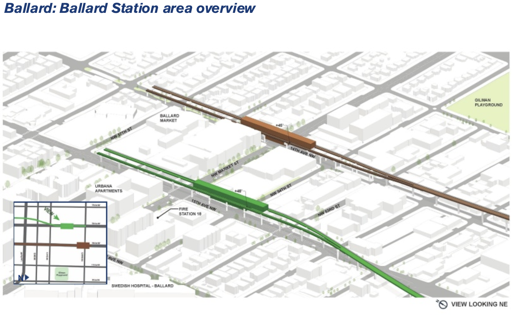Rough rendering of what Ballard Stations could look like. (Sound Transit)﻿