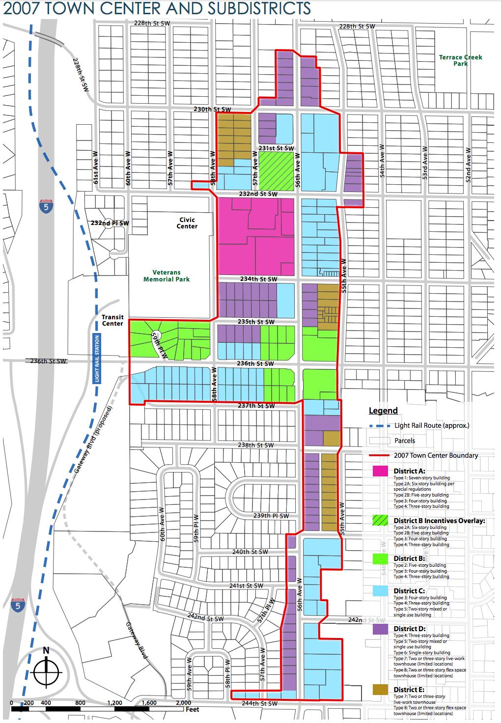 Existing zoning for the Town Center area. (City of Mountlake Terrace)