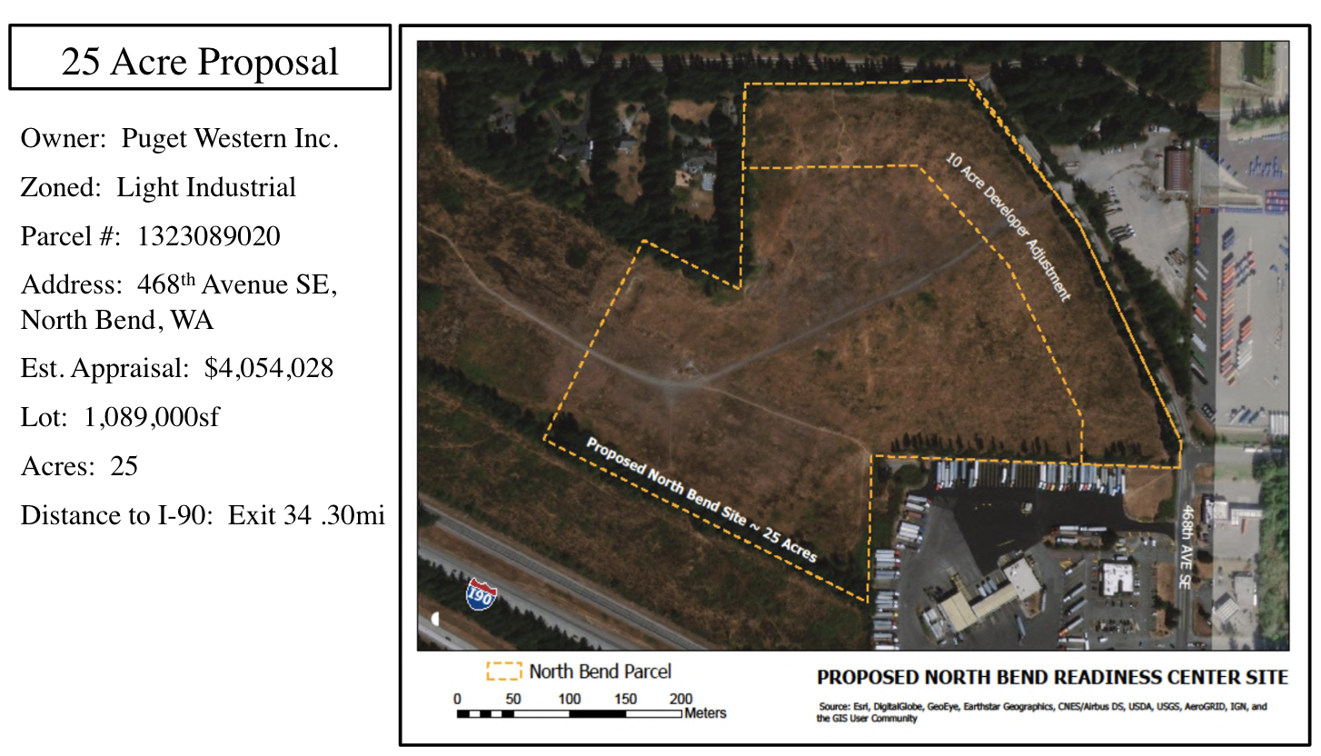 Proposed Washington Army National Guard site in North Bend. (Washington Army National Guard)