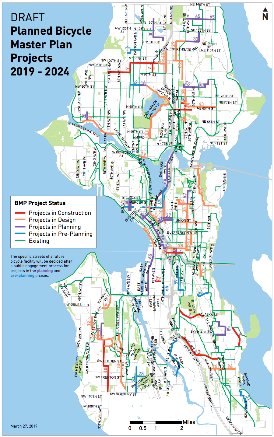 SDOT's draft BMP implementation plan overview from 2019 to 2024. (City of Seattle)