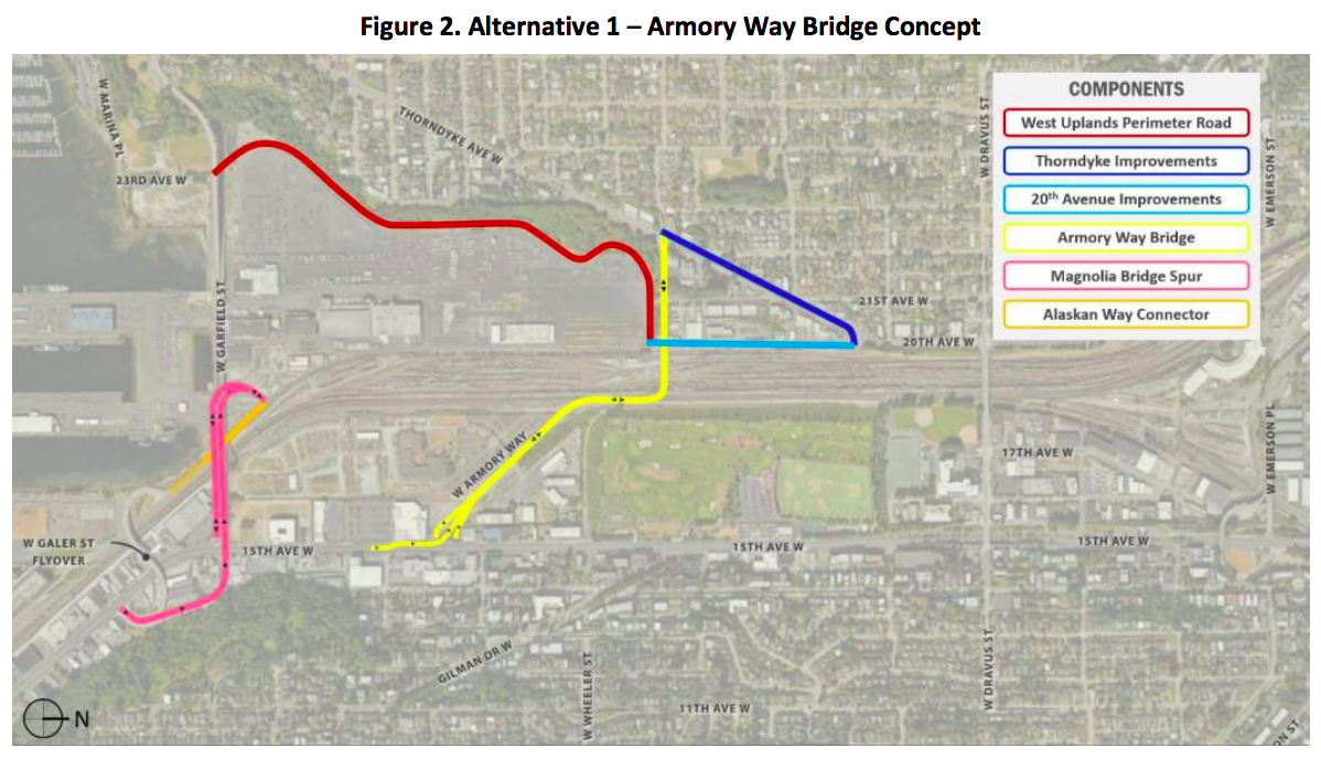 The Armory Way bridge concept actually came out ahead of the in-kind replacement of the bridge. (City of Seattle)